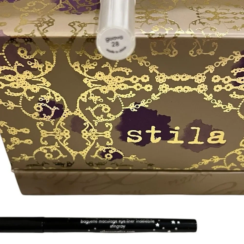 Stila Lip Glaze Guava Deluxe Size & Waterproof Eye Liner in Stingray, New Bundle